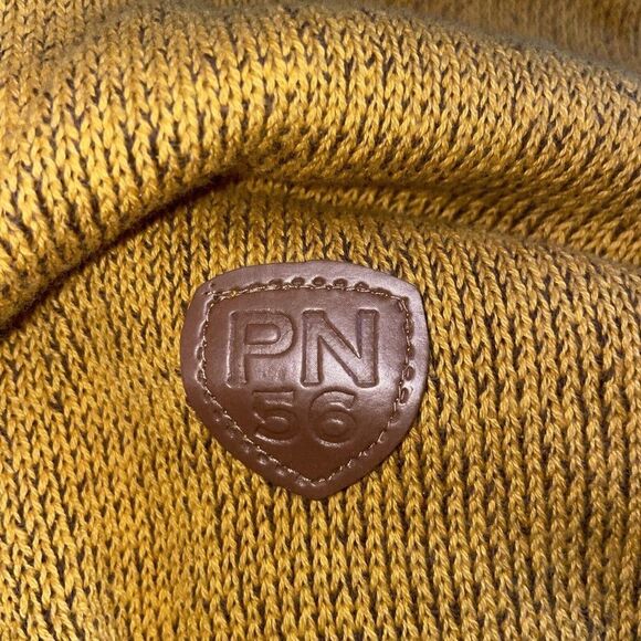 Parish Nation Hooded Sweater Men’s Large Cable Knit Kangaroo Pocket Mustard - Picture 4 of 6